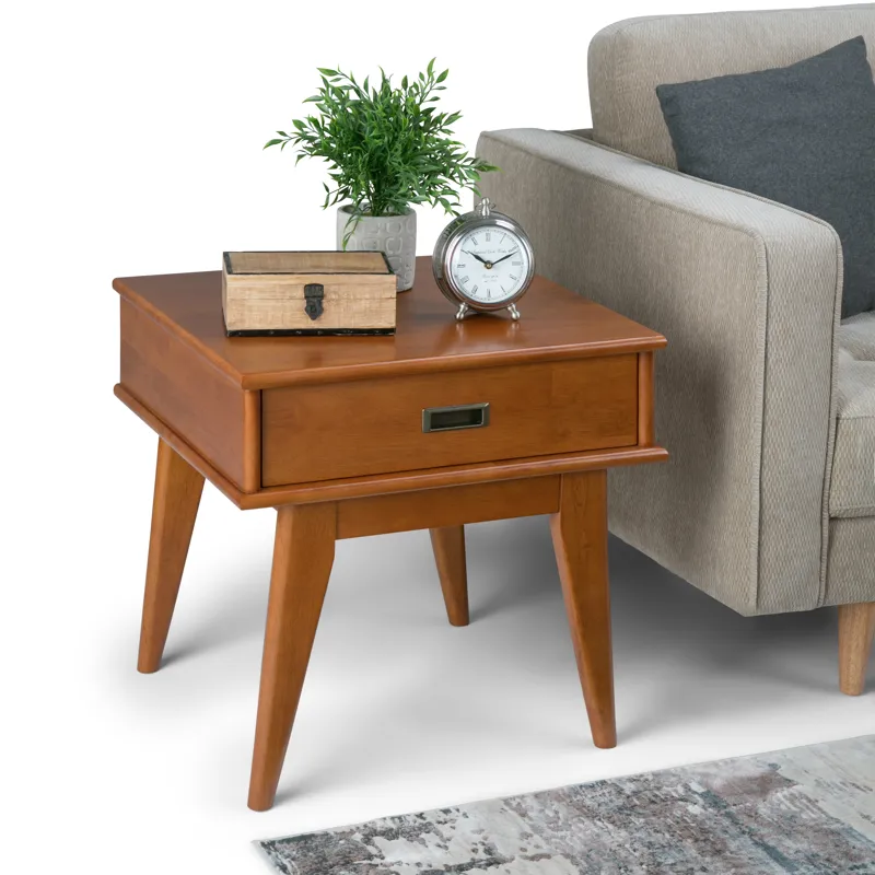 Draper - Mid Century End Table - Teak Brown