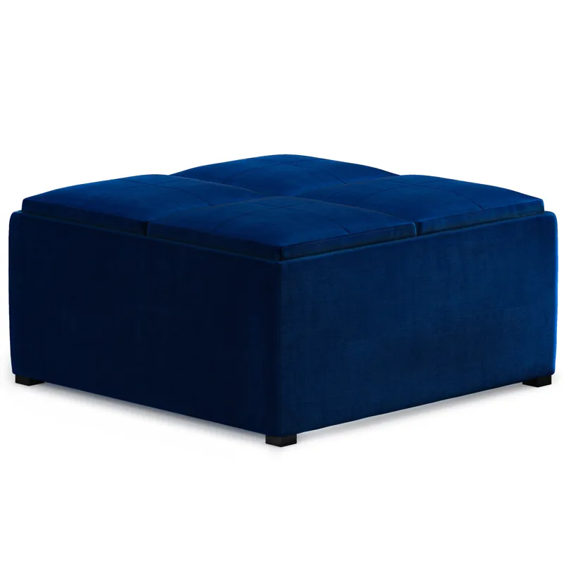 Avalon - Square Coffee Table Storage Ottoman - Blue