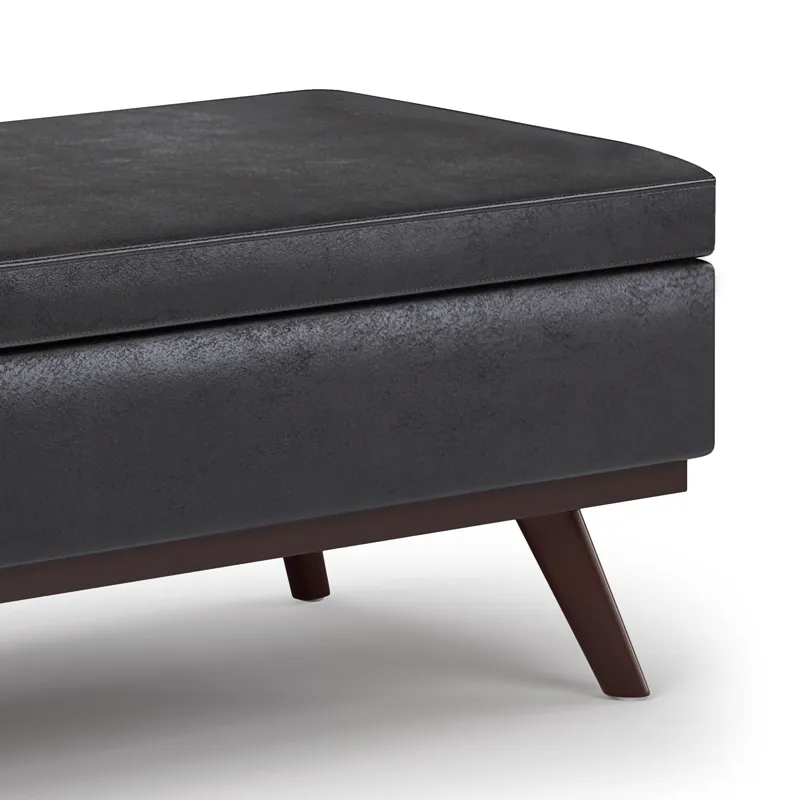 Owen - Lift Top Large Coffee Table Storage Ottoman - Distressed Black