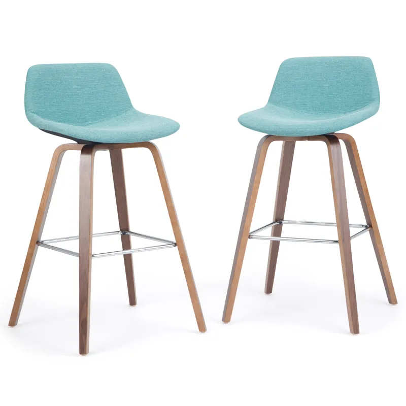 Randolph - Bentwood Counter Height Stool (Set of 2) - Aqua Blue / Dark Brown