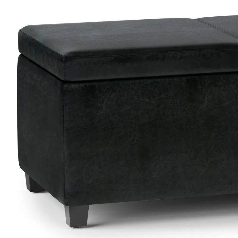 Avalon - Extra Large Storage Ottoman Bench - Midnight Black