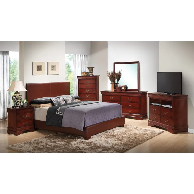 Aaron - G1855-QB-UP Queen Bed - Light Brown