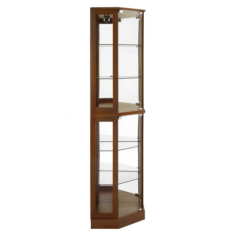 6 Shelf Corner Curio Display Cabinet With Lights, Mirrors And Adjustable Shelves (E26 Light Bulb Not