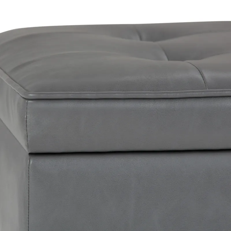 Cosmopolitan - Storage Ottoman Bench with Open Bottom - Stone Grey