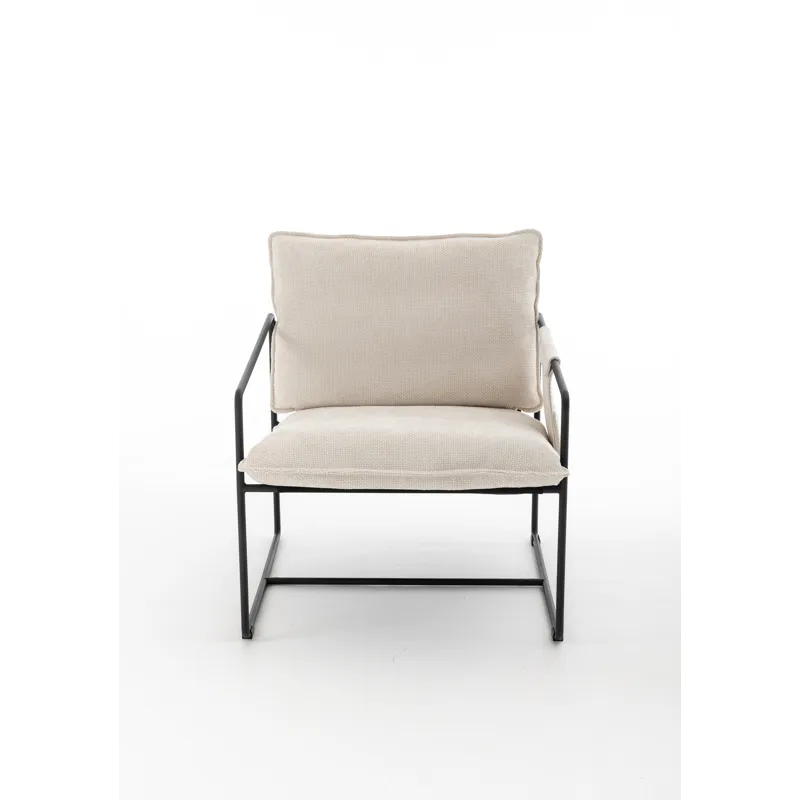 Upholstered Hanging Armchair With Arm Pocket Metal Frame, Crushed Foam Cushions And Skin-Friendly Br