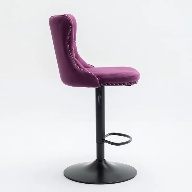 Swivel Velvet Barstools Adjusatble Seat Height , Modern Upholstered Bar Stools With Backs Comfortabl