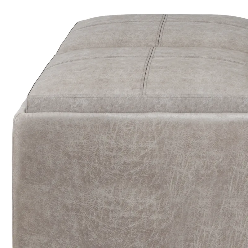 Avalon - Square Coffee Table Storage Ottoman - Distressed Grey Taupe