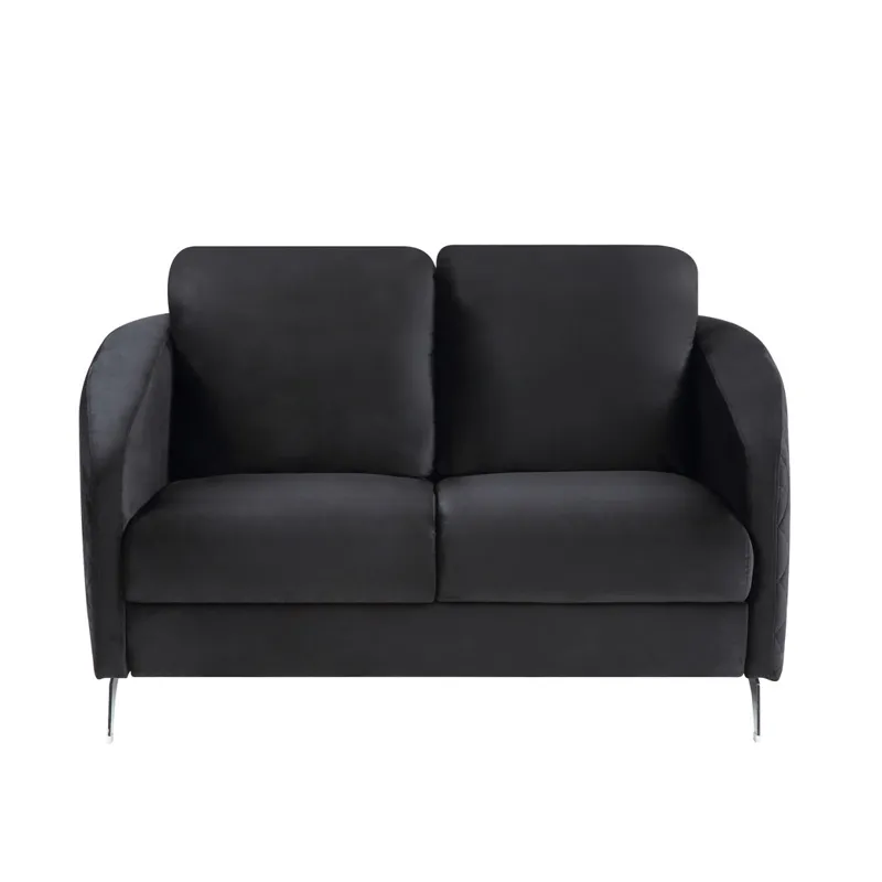 Sofia - Velvet Modern Chic Loveseat Couch - Black