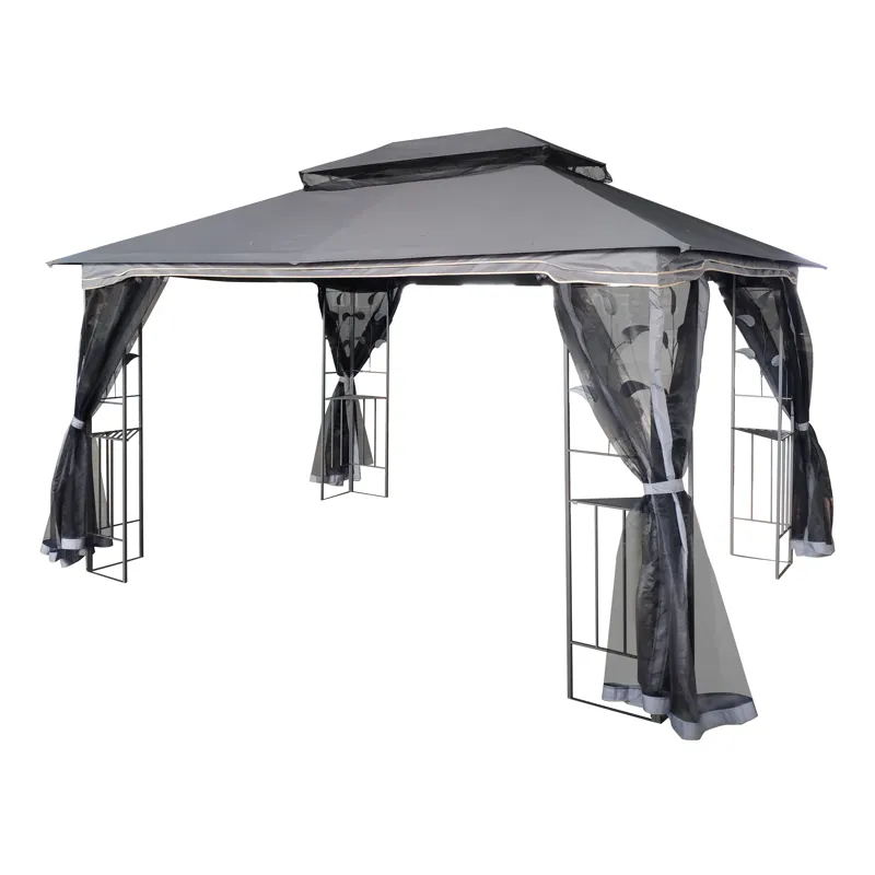 Outdoor Patio Gazebo Canopy Tent With Ventilated Double Roof And Mosquito Net (Detachable Mesh Scree