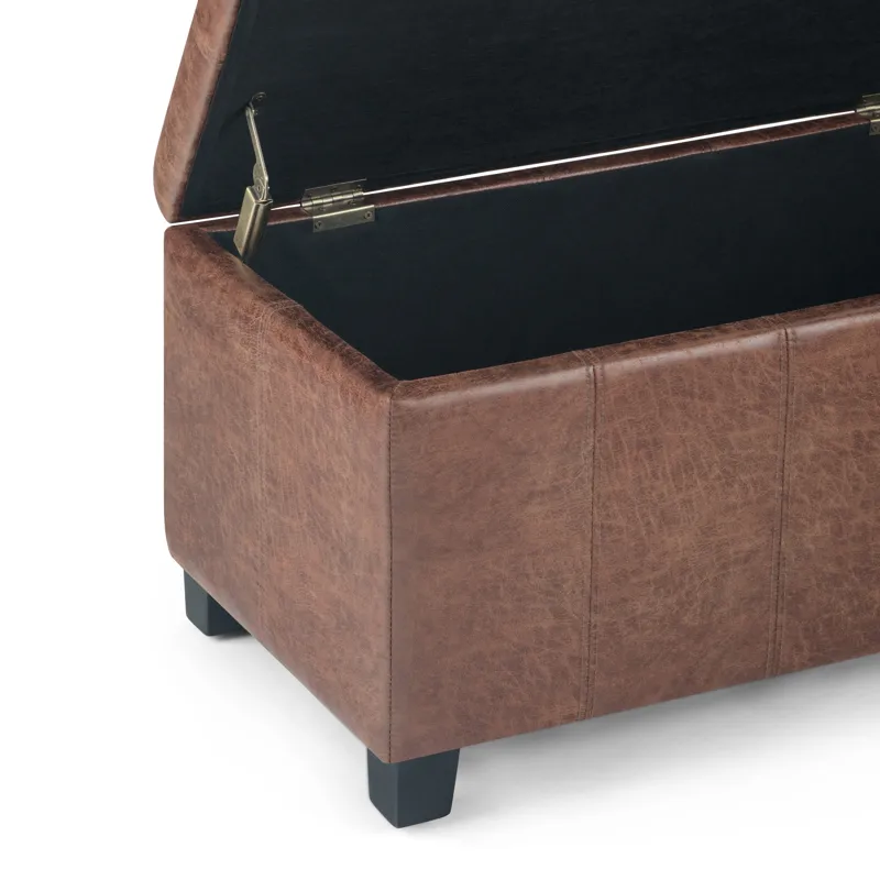 Dover - Storage Ottoman Bench - Distressed Umber Brown