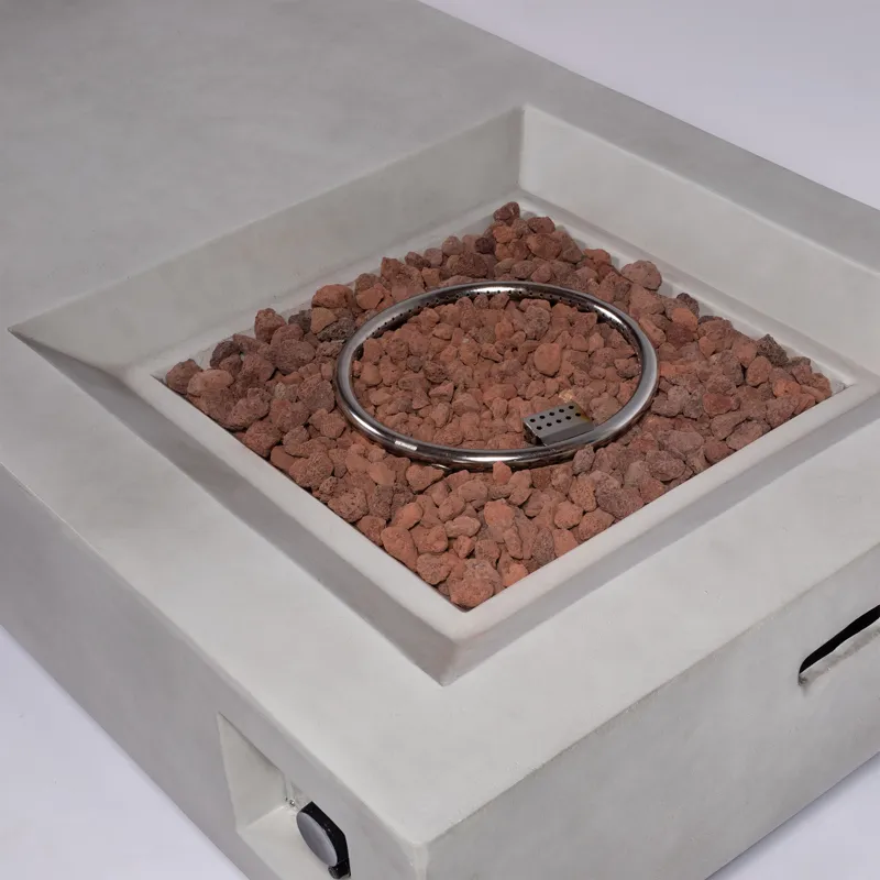 60\" Concrete Fire Pit Table - Light Gray