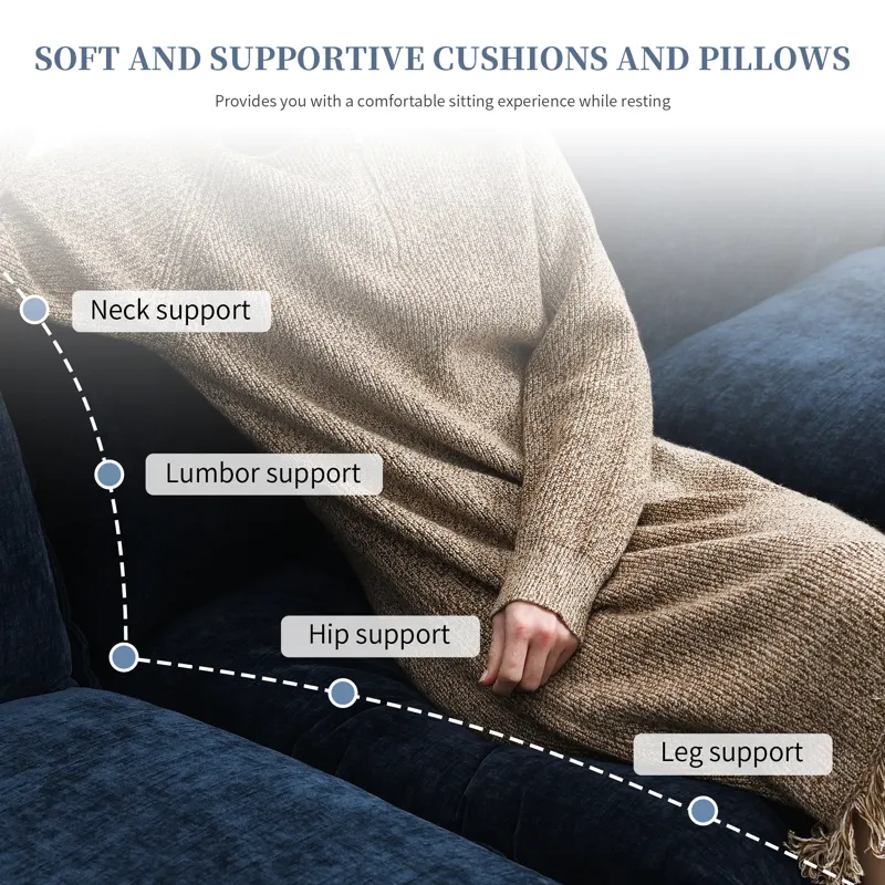 Modern L Shaped Chenille Cloud Sofa With Double Seat Cushions, 5 Seat Upholstered Indoor Furniture, 