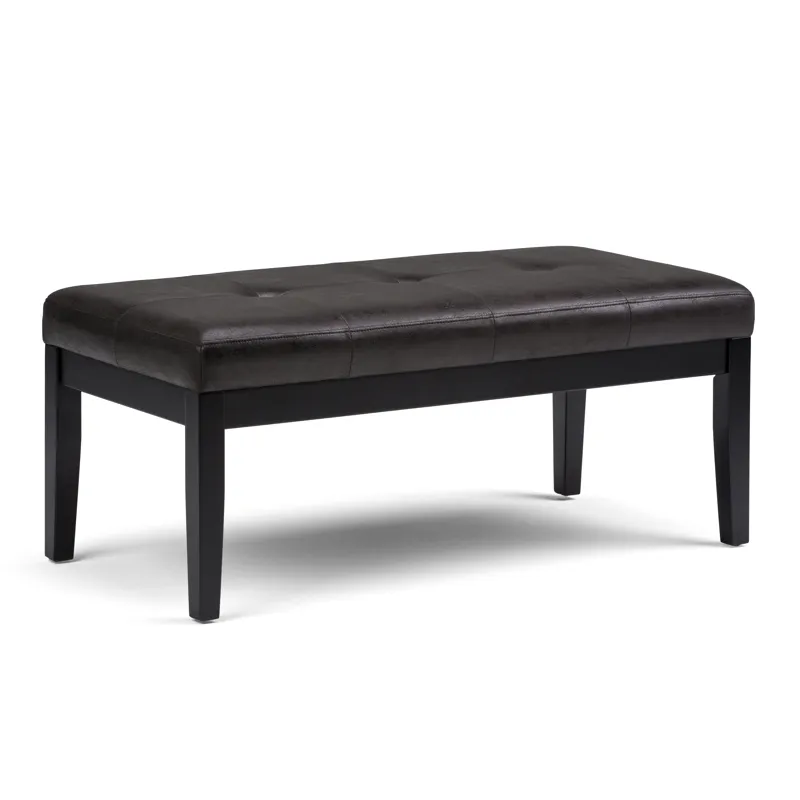 Lacey - Tufted Ottoman Bench - Distressed Black