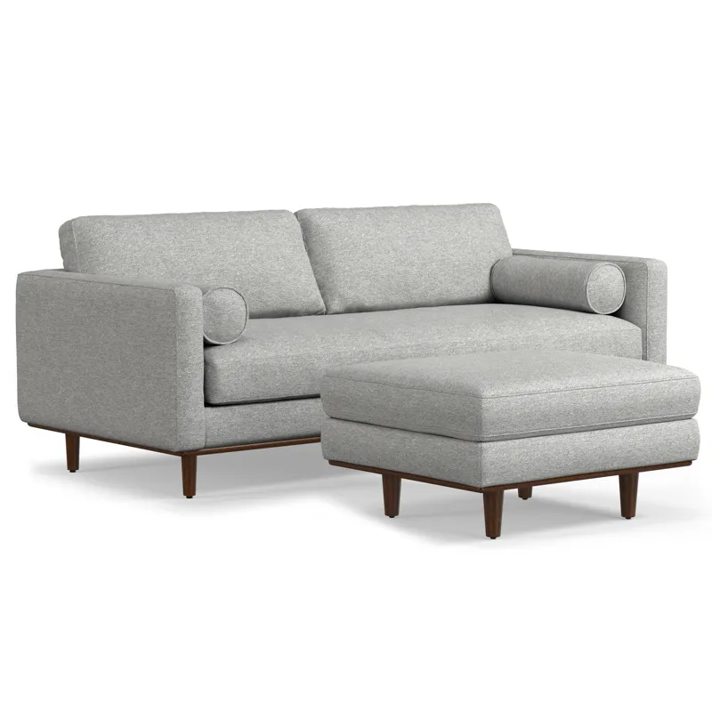 Morrison - 89\" Sofa and Ottoman Set - Mist Gray