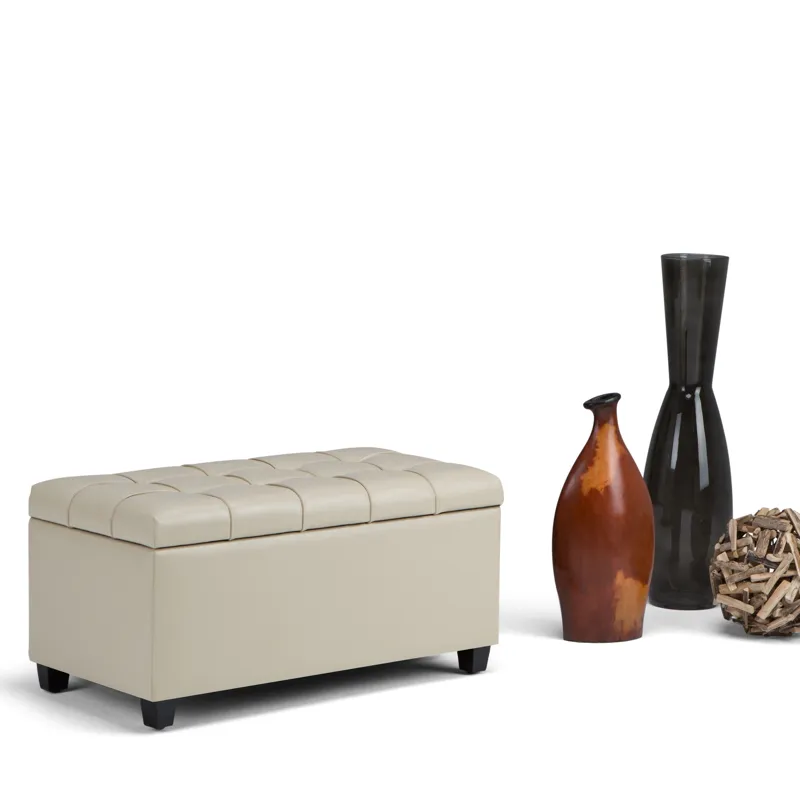 Sienna - Storage Ottoman Bench - Satin Cream