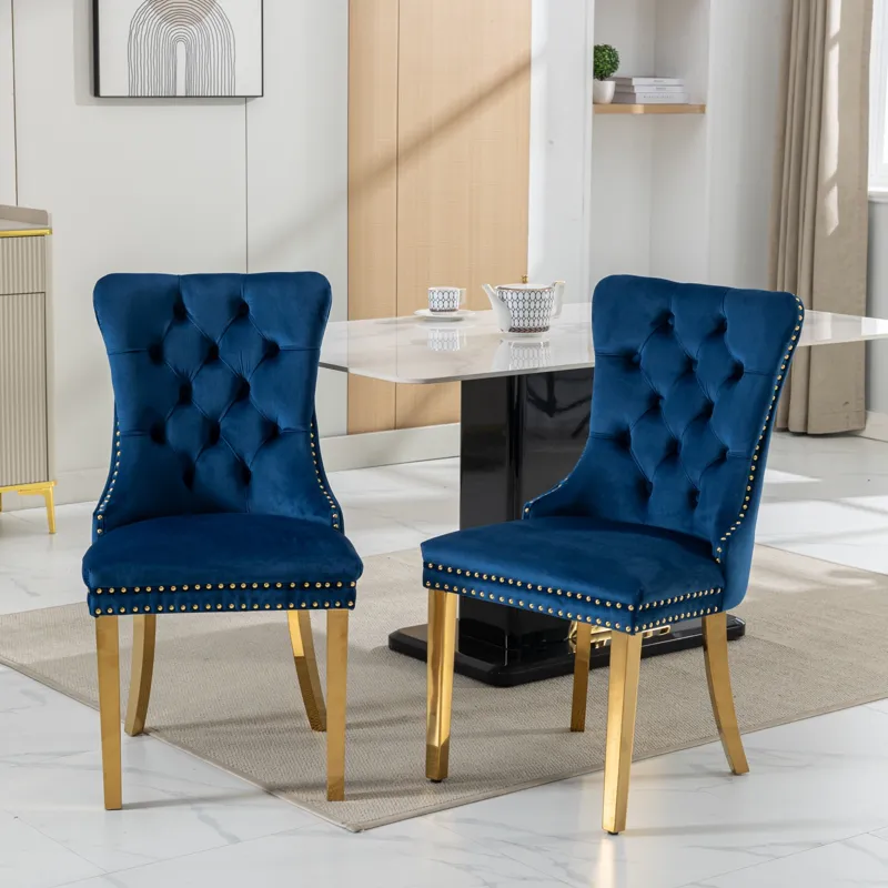 Nikki - Modern, High-End Tufted Solid Wood Contemporary Velvet Upholstered Dining Chair With Golden 