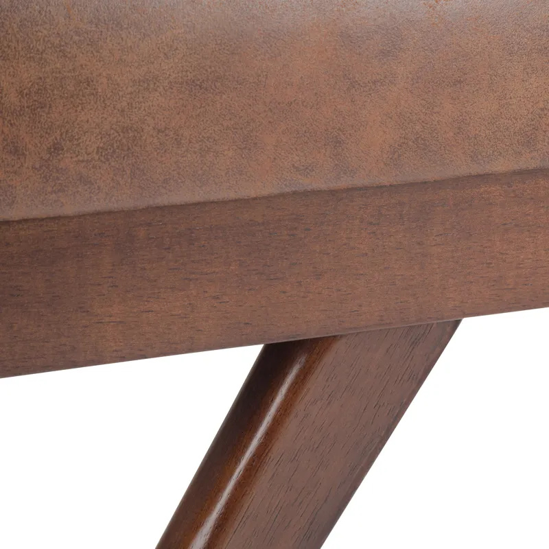 Chanelle - Mid Century Ottoman Bench - Distressed Umber Brown