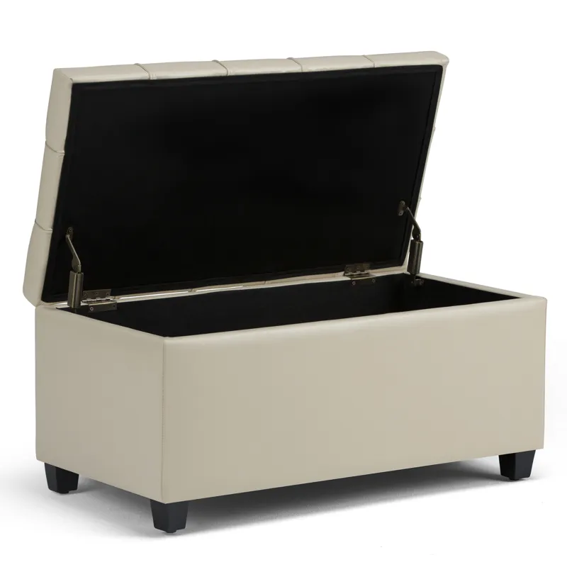 Sienna - Storage Ottoman Bench - Satin Cream