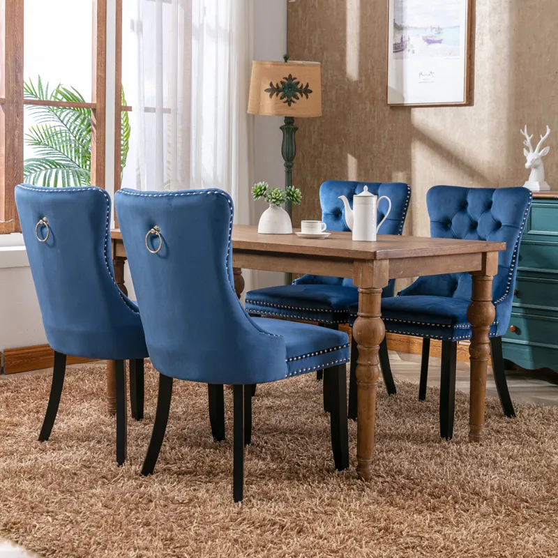 Nikki - Modern, High-End Tufted Solid Wood Contemporary Velvet Upholstered Dining Chair With Wood Le