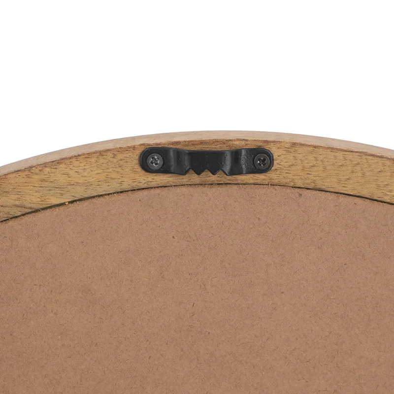 Circle Wall Mirror With Wooden Frame, Wall Mirror For Living Room - Brown
