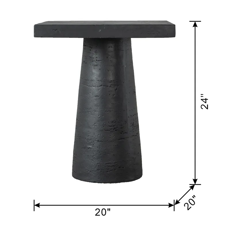 Square Side Table With Pedestal Base - Black