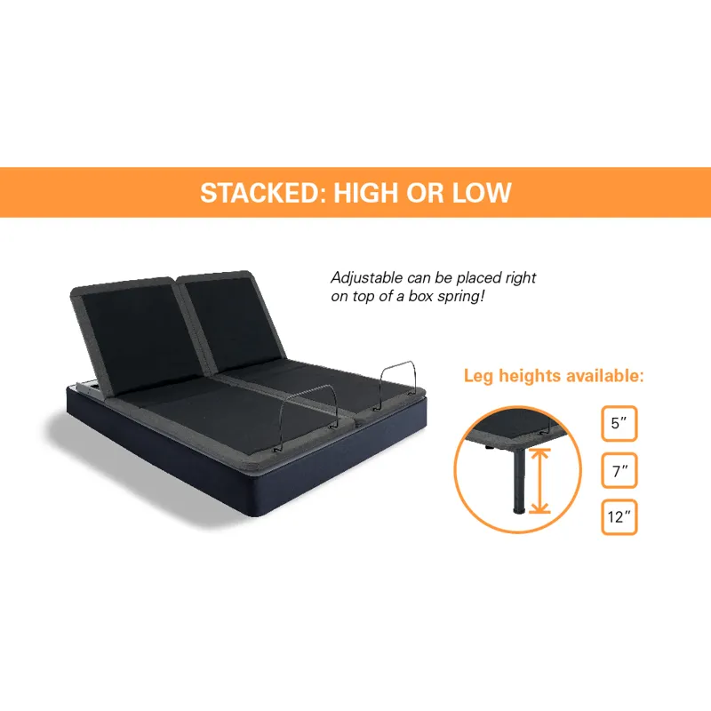 Queen Size Adjustable Bed Frame With Voice Activated Controls - Black
