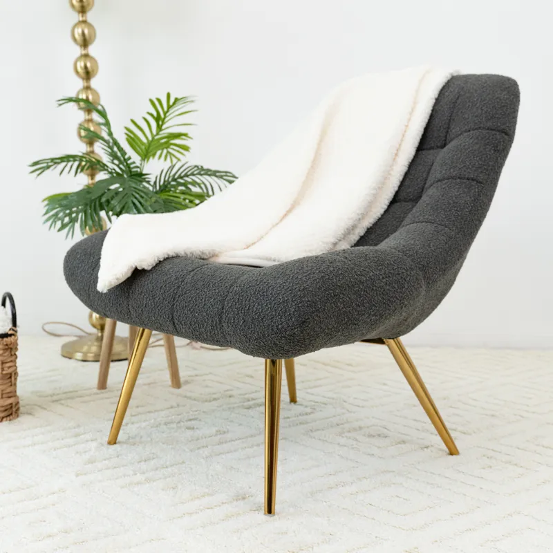 Aubrey - French Boucle Lounge Chair - Gray