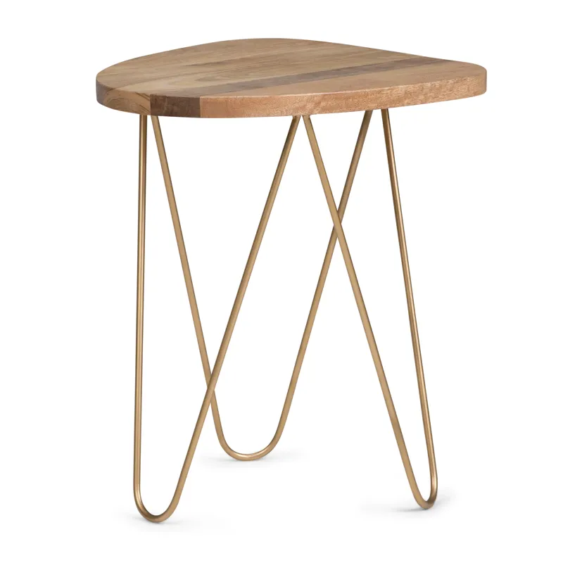 Patrice - Metal and Wood Accent Table - Natural / Gold