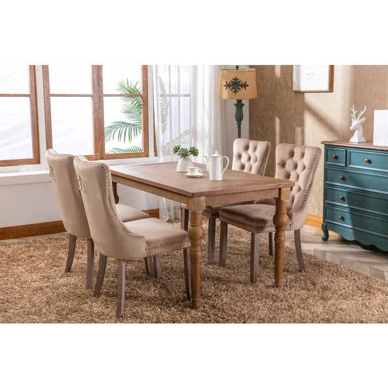 Nikki - Modern, High-End Tufted Solid Wood Contemporary Velvet Upholstered Dining Chair With Wood Le