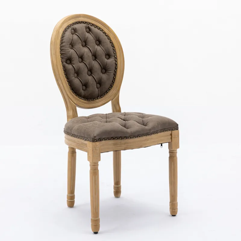 French Style Solid Wood Frame Antique Painting, Hand-Pulled Buckle Decoration PU Artificial Leather 