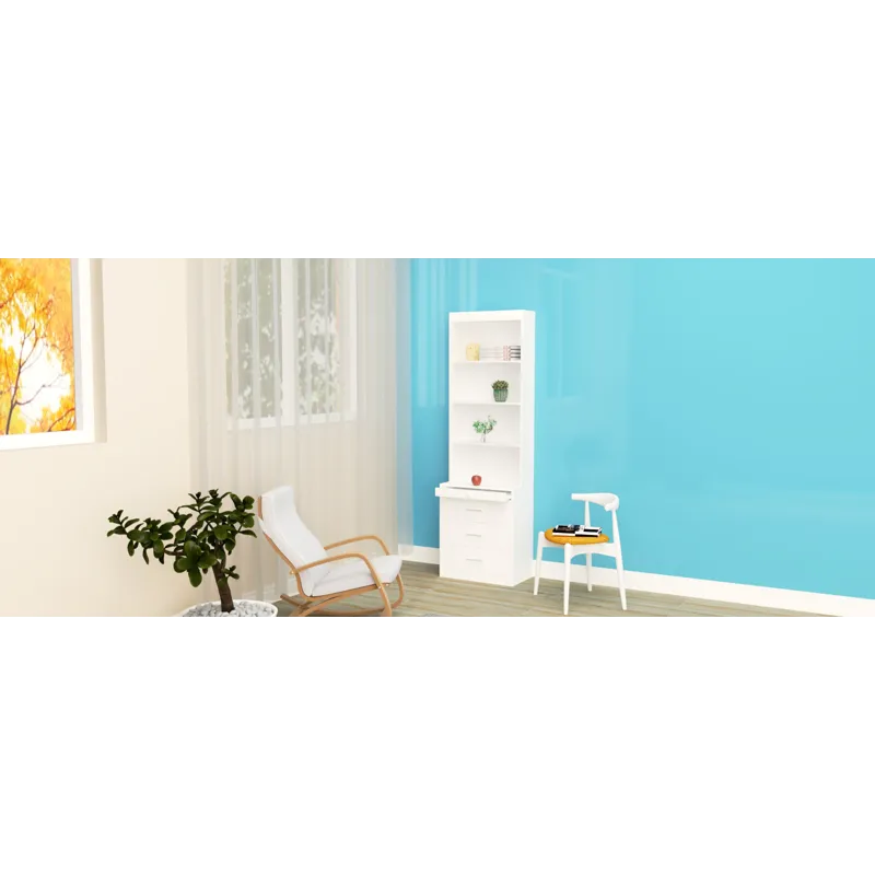 Morden Deisgn Full Size Vertical Murphy Bed With Shelf And Drawers For Bedroom Or Guestroom Wall Bed