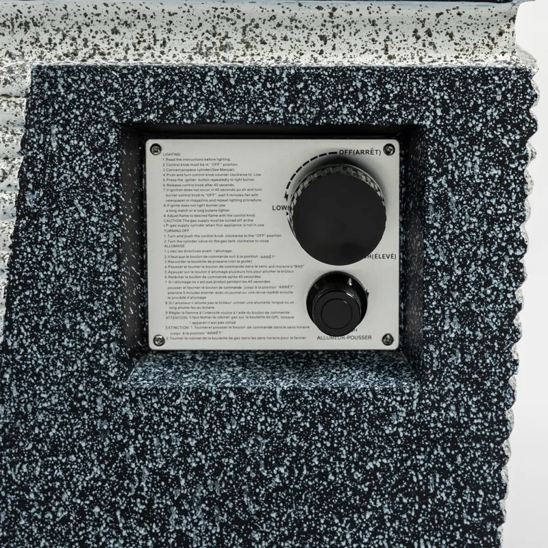 Outdoor Concrete Fire Pit Column Propane Fire Pit Patio Gas Fire Pit - Light Grey / Blue