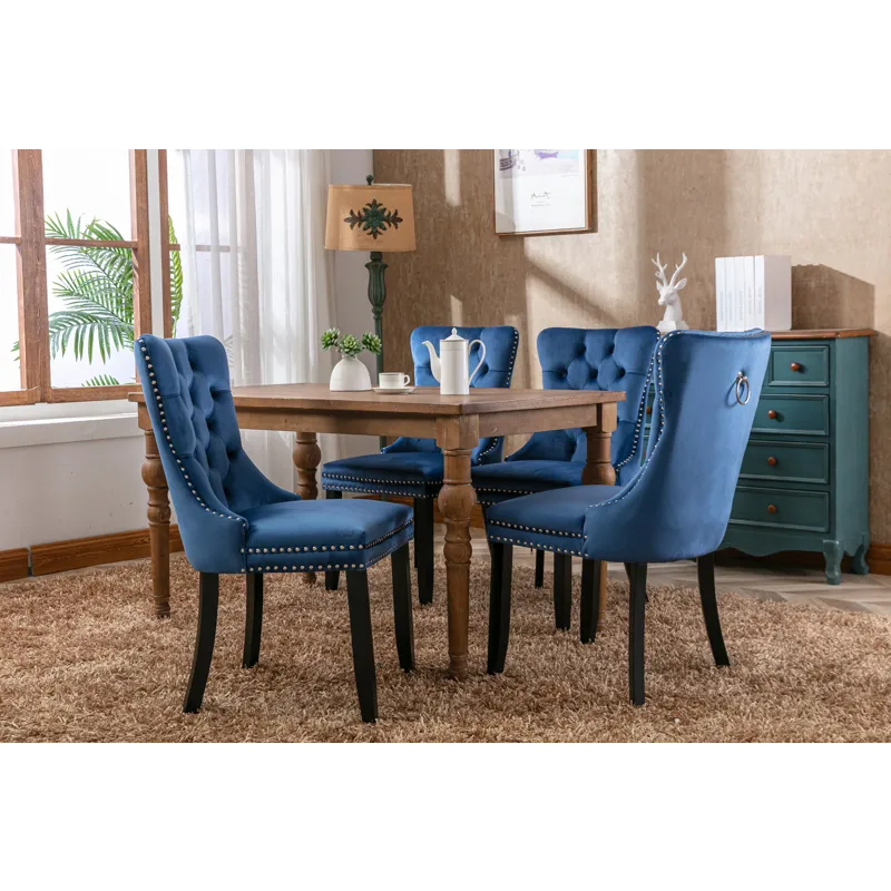 Nikki - Modern, High-End Tufted Solid Wood Contemporary Velvet Upholstered Dining Chair With Wood Le