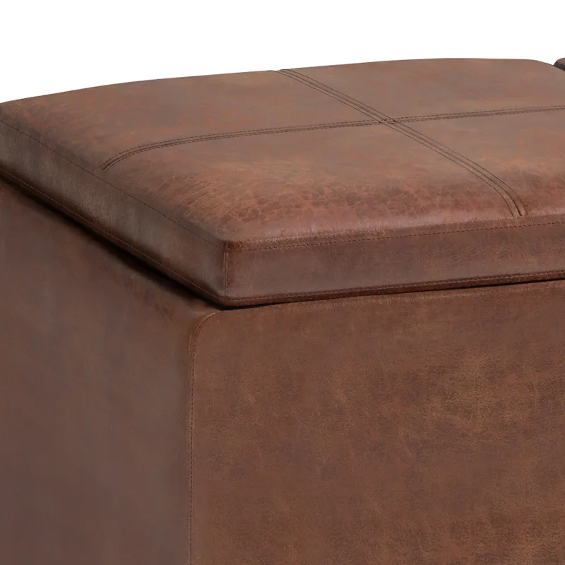 Avalon - Storage Ottoman - Distressed Saddle Brown