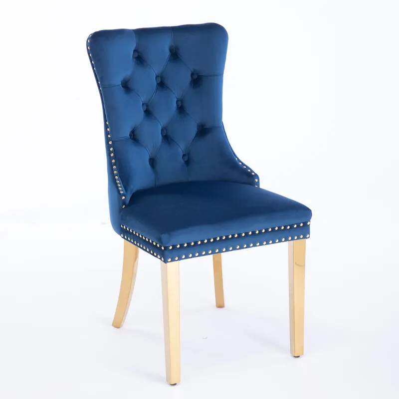 Nikki - Modern, High-End Tufted Solid Wood Contemporary Velvet Upholstered Dining Chair With Golden 