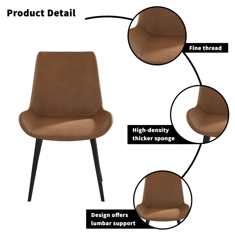 Modern Dining Chair Living Room Metal Leg Dining Chair (Set of 4) - Brown
