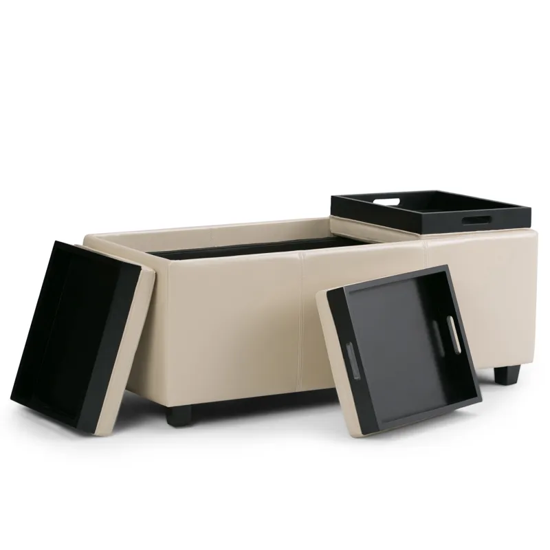 Avalon - Storage Ottoman - Satin Cream