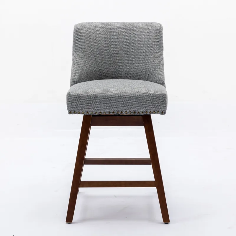 Counter Height Swivel Barstools, 26\'\' H Seat Height Upholstered Bar Stools (Set of 2), Fabric - Gr