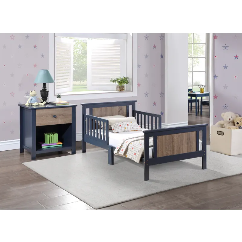 Connelly - Reversible Panel Toddler Bed - Midnight Blue/Vintage Walnut