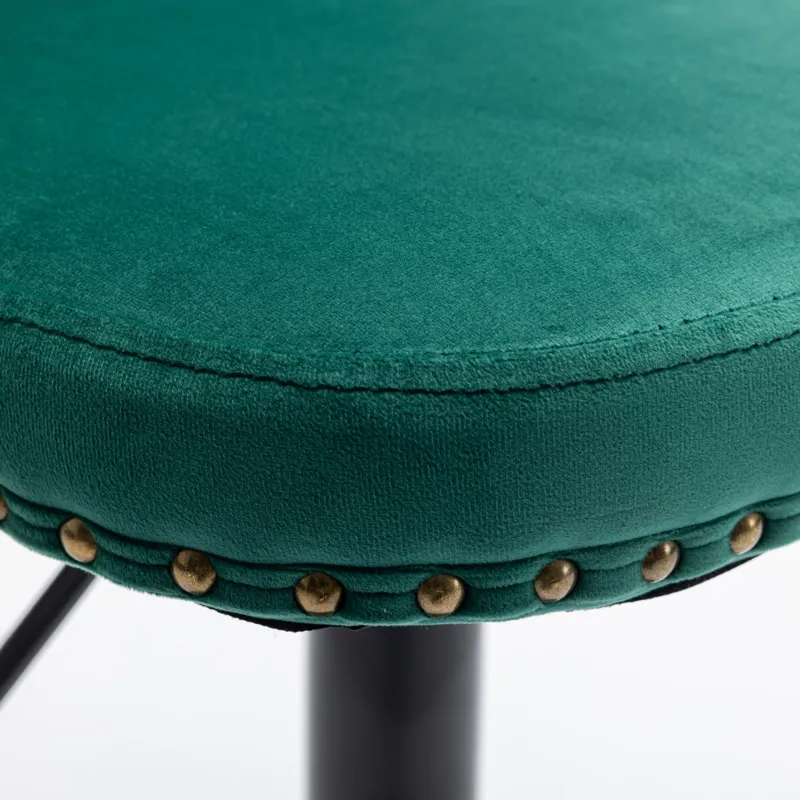 Swivel Velvet Barstools Adjusatble Seat Height, Modern Upholstered Bar Stools With Backs Comfortable