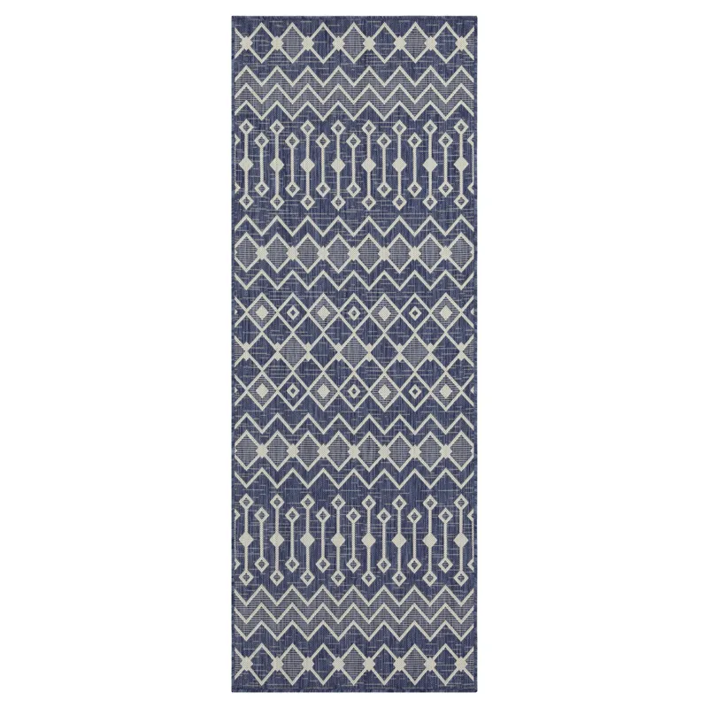 Sunshine - 2\'7\" X 7\'3\" Indoor / Outdoor, Polypropylene Area Rug - Blue