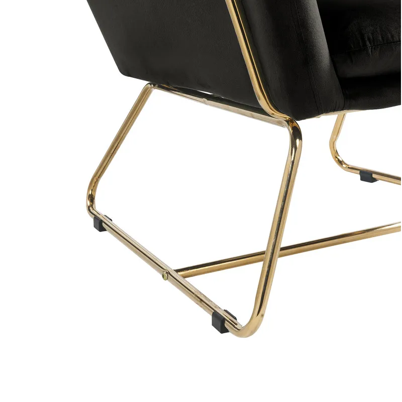 Keira - Velvet Accent Chair With Metal Base - Black