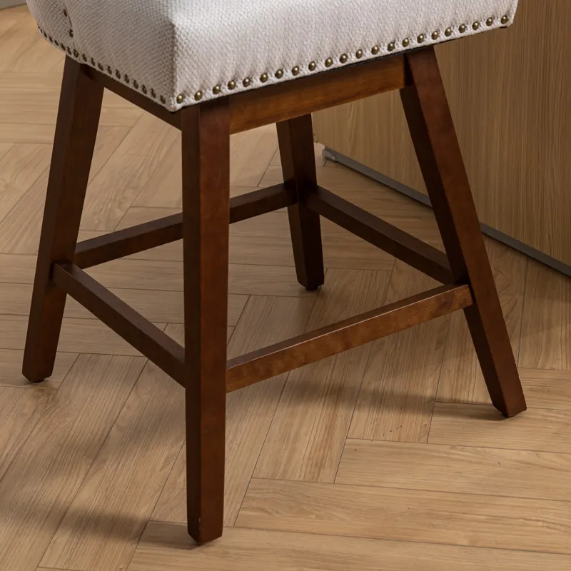 Counter Height Swivel Barstools, Upholstered Bar Stools (Set of 2) - Ivory