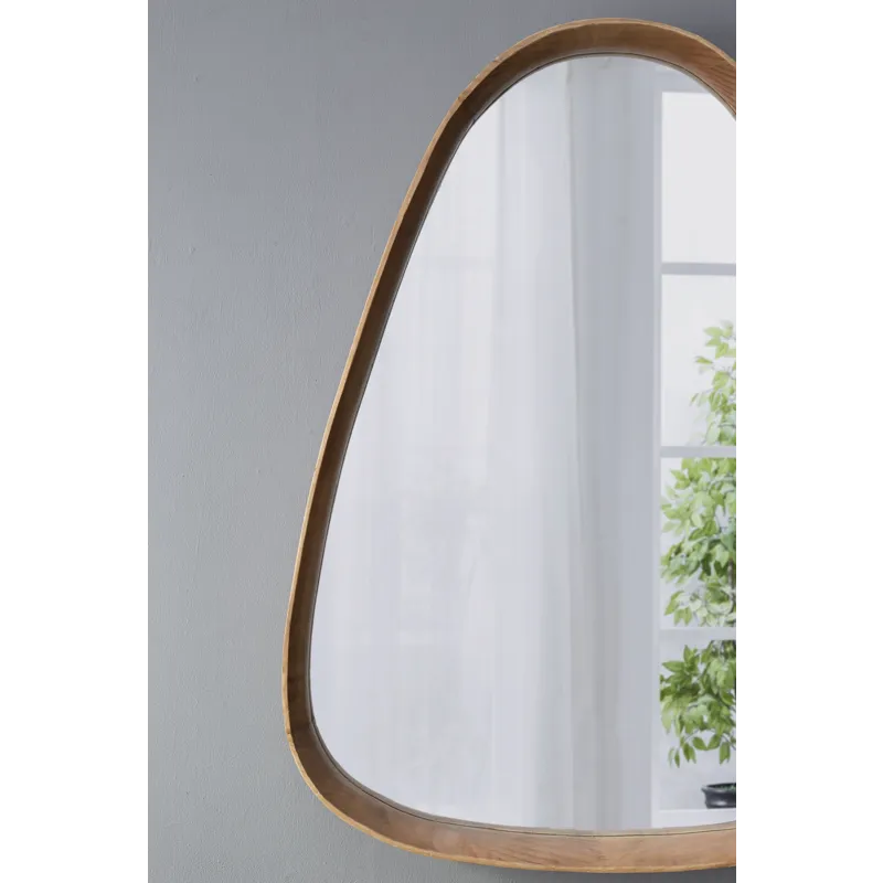 Irrgeular Mirror With Wood Frame, Wall Mirror For Living Room Bathroom Entryway - Brown