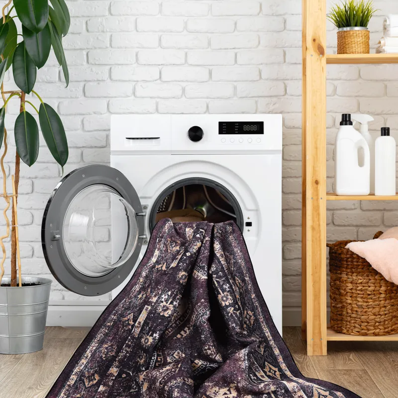 5\' x 8\' Area Rug, Washable Rug, Low-Pile, Non-Slip, Non-Shedding, Foldable, Kid & Pet Friendly Are