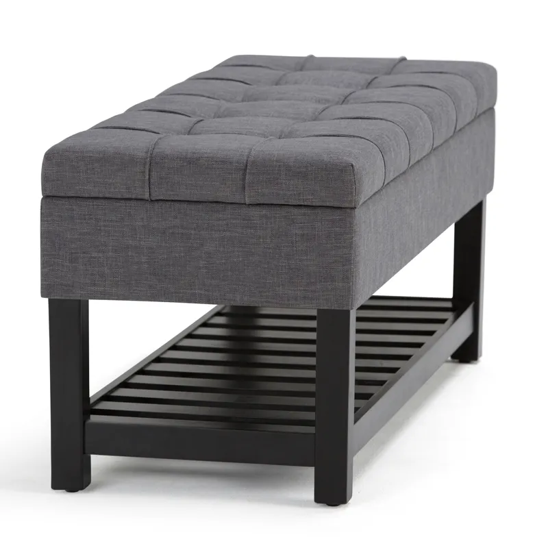Saxon - Storage Ottoman Bench - Slate Grey