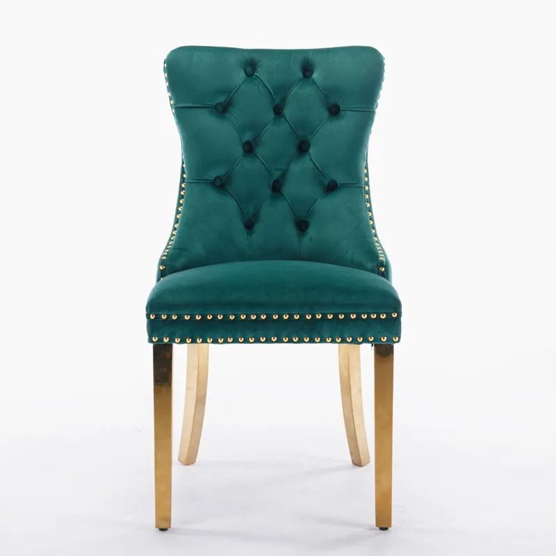Nikki - Modern, High-End Tufted Solid Wood Contemporary Velvet Upholstered Dining Chair With Golden 