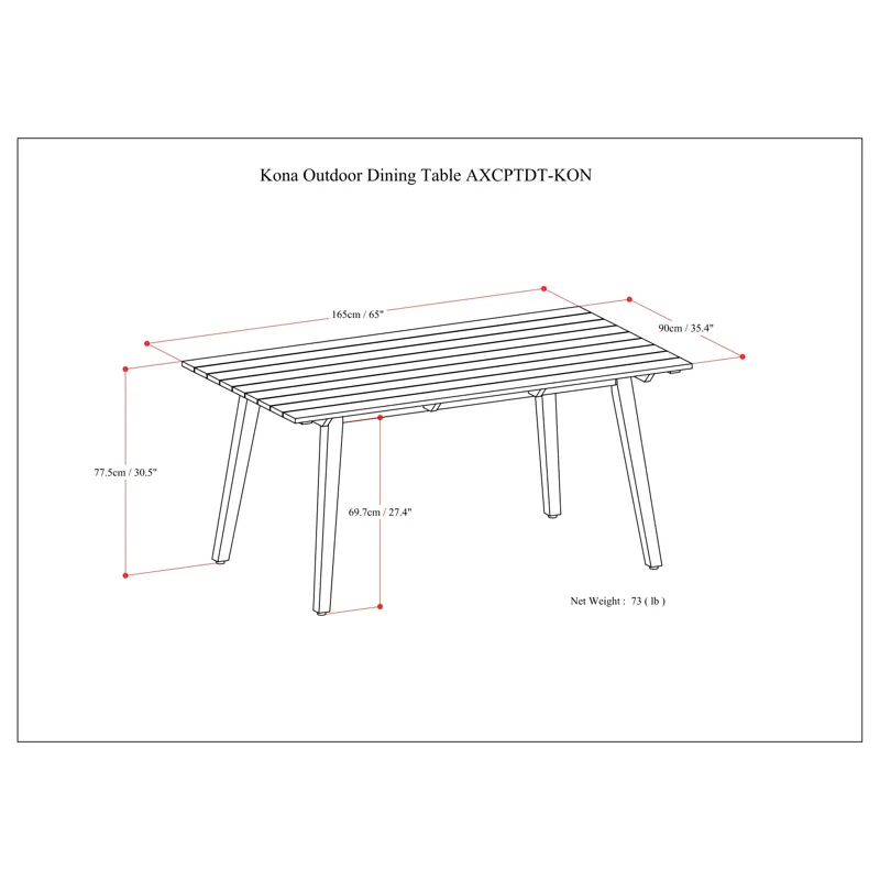 Kona - Outdoor Dining Table - Light Teak
