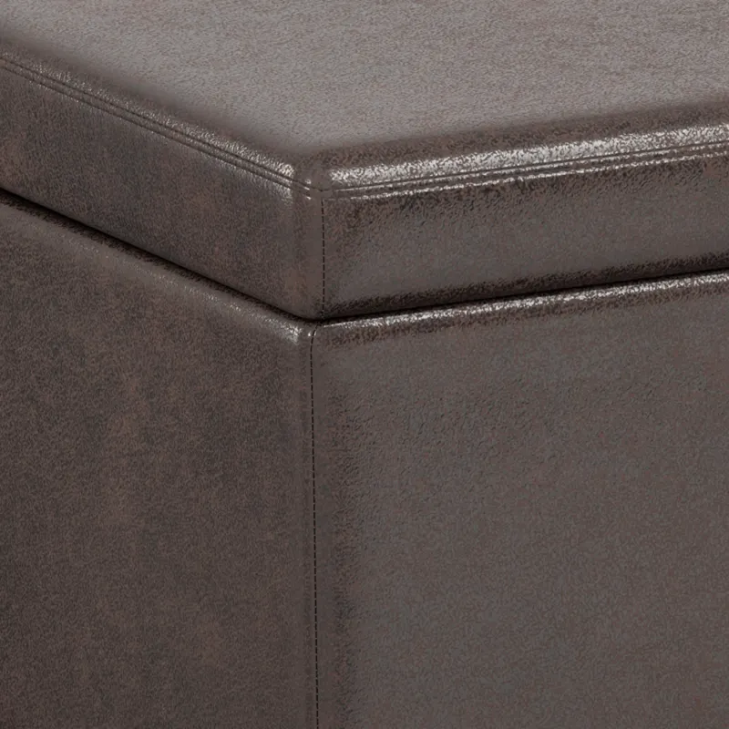 Avalon - Extra Large Storage Ottoman Bench - Distressed Brown
