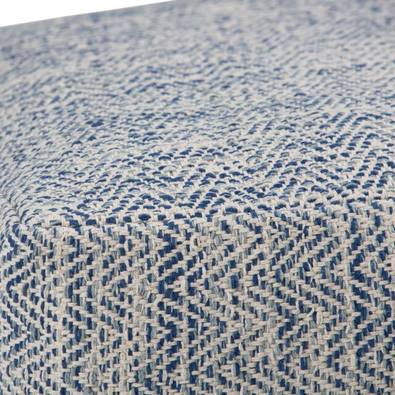 Nate - Square Pouf - Patterned Denim Melange